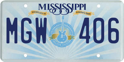 MS license plate MGW406