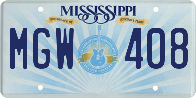 MS license plate MGW408