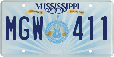 MS license plate MGW411