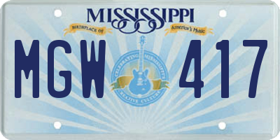 MS license plate MGW417