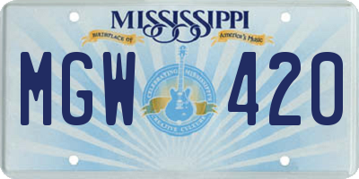 MS license plate MGW420