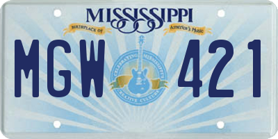 MS license plate MGW421