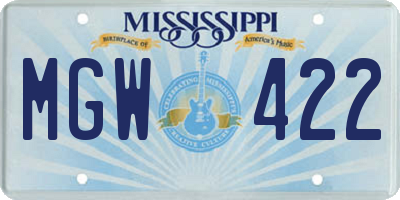 MS license plate MGW422