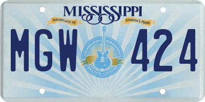 MS license plate MGW424