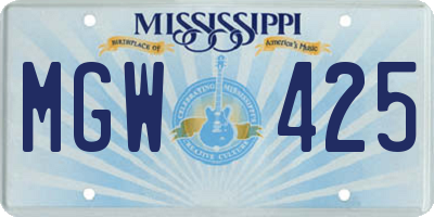 MS license plate MGW425