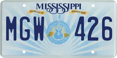 MS license plate MGW426