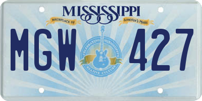 MS license plate MGW427