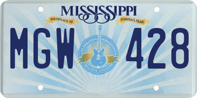 MS license plate MGW428
