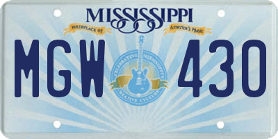 MS license plate MGW430