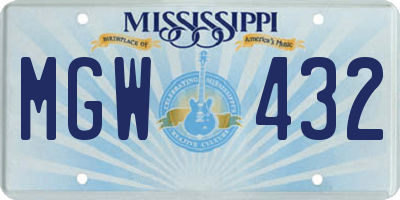 MS license plate MGW432