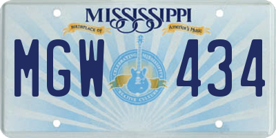 MS license plate MGW434