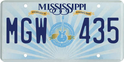 MS license plate MGW435
