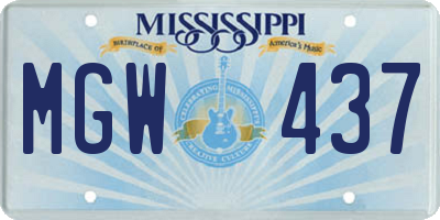 MS license plate MGW437