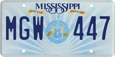 MS license plate MGW447