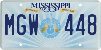 MS license plate MGW448