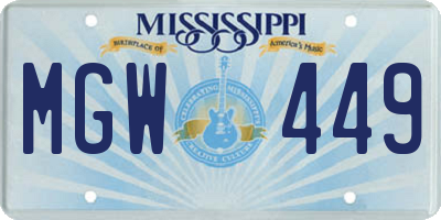 MS license plate MGW449