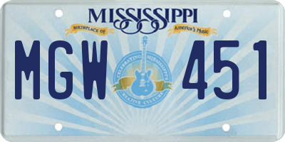 MS license plate MGW451