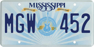 MS license plate MGW452