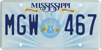 MS license plate MGW467