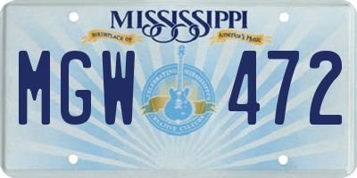 MS license plate MGW472