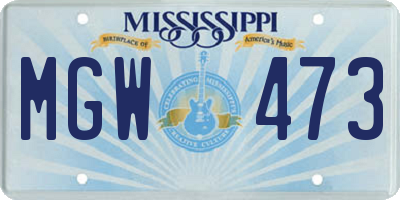 MS license plate MGW473