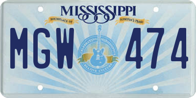 MS license plate MGW474