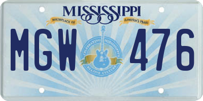 MS license plate MGW476