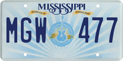 MS license plate MGW477