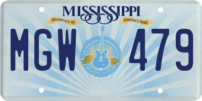 MS license plate MGW479