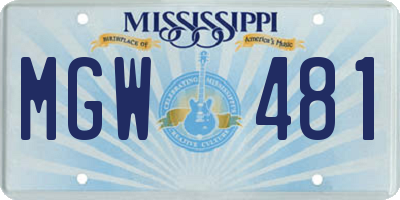 MS license plate MGW481