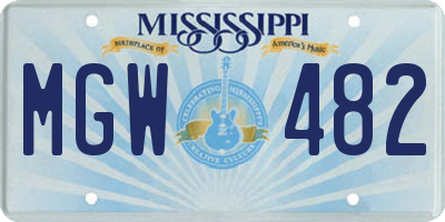 MS license plate MGW482