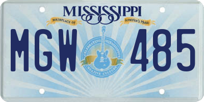 MS license plate MGW485