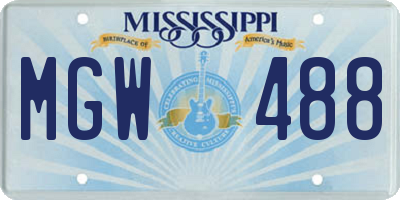 MS license plate MGW488