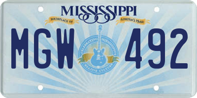 MS license plate MGW492