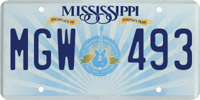 MS license plate MGW493