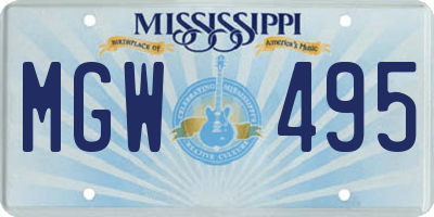 MS license plate MGW495