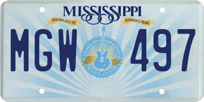 MS license plate MGW497