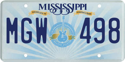 MS license plate MGW498