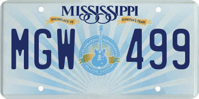 MS license plate MGW499