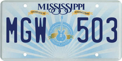MS license plate MGW503