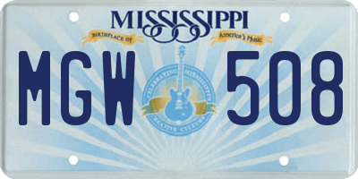 MS license plate MGW508