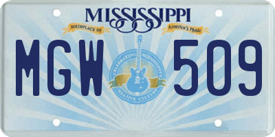 MS license plate MGW509