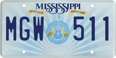 MS license plate MGW511