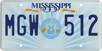 MS license plate MGW512