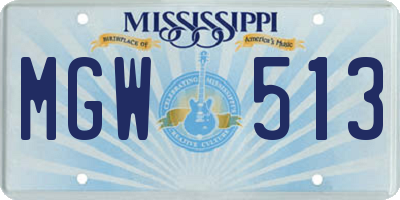 MS license plate MGW513