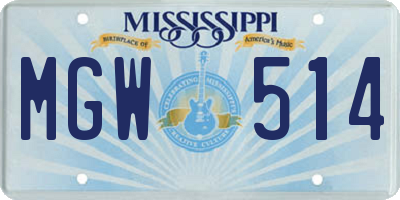 MS license plate MGW514