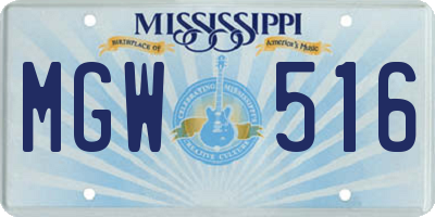 MS license plate MGW516