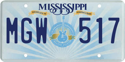 MS license plate MGW517