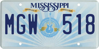 MS license plate MGW518