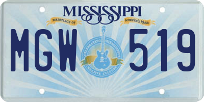 MS license plate MGW519